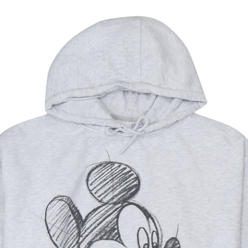 Disney Women Grey Mickey Mouse Pullover Hoodie 2XL Relaxed Fit