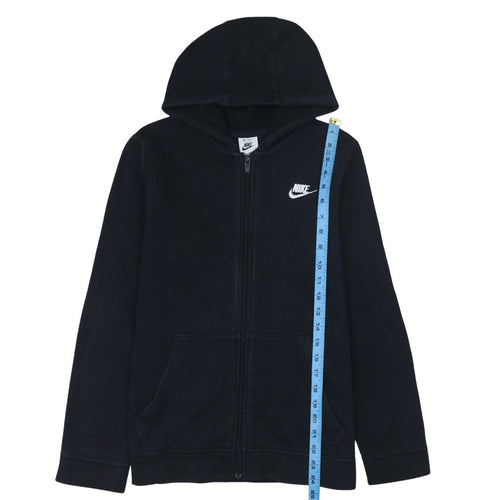 Nike Boys Black Full Zip Hoodie XL 158-170cm Fleece Sweatshirt