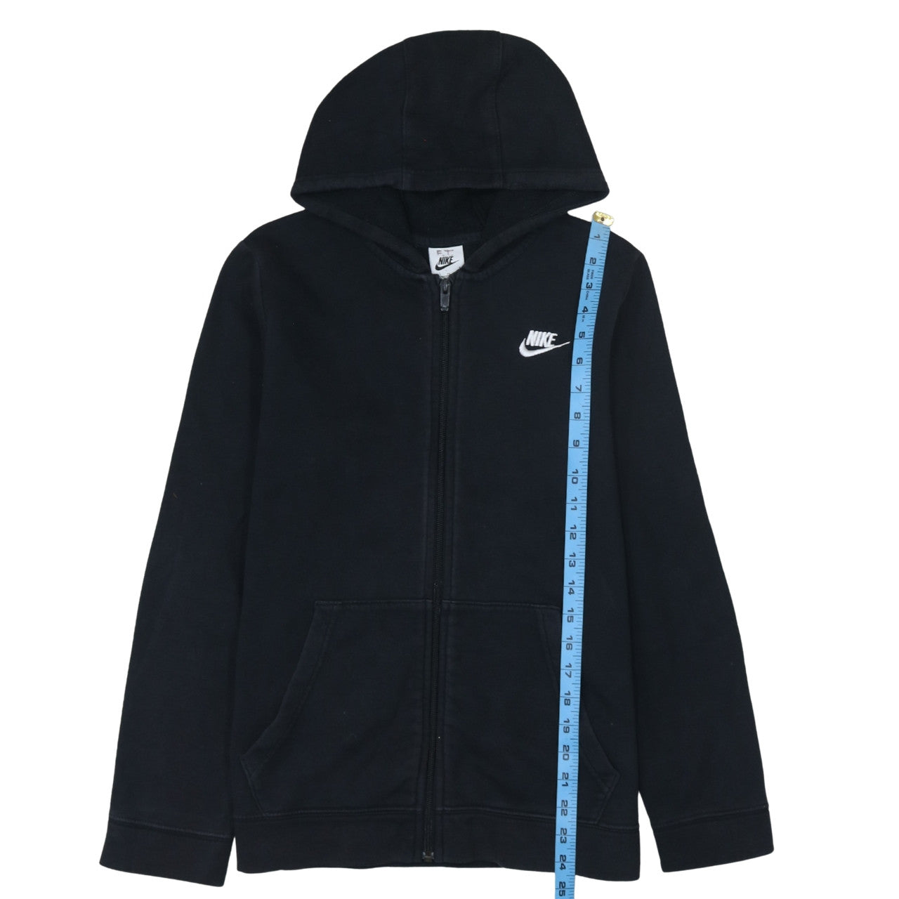 Nike Boys Black Full Zip Hoodie XL 158-170cm Fleece Sweatshirt
