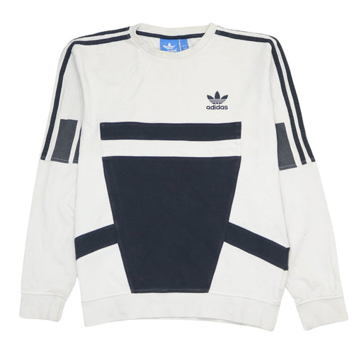 Adidas Men's White & Navy Crew Neck Sweatshirt Size S