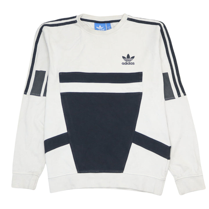 Adidas Men's White & Navy Crew Neck Sweatshirt Size S