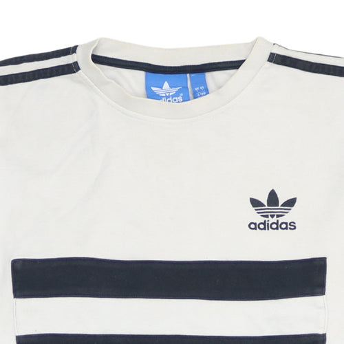 Adidas Men's White & Navy Crew Neck Sweatshirt Size S