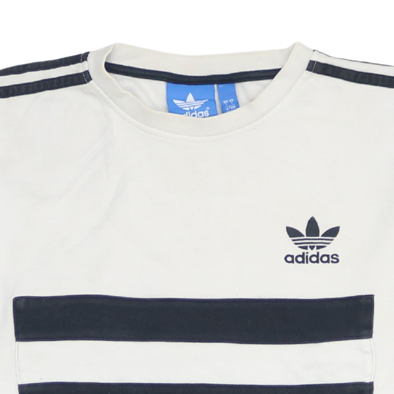 Adidas Men's White & Navy Crew Neck Sweatshirt Size S