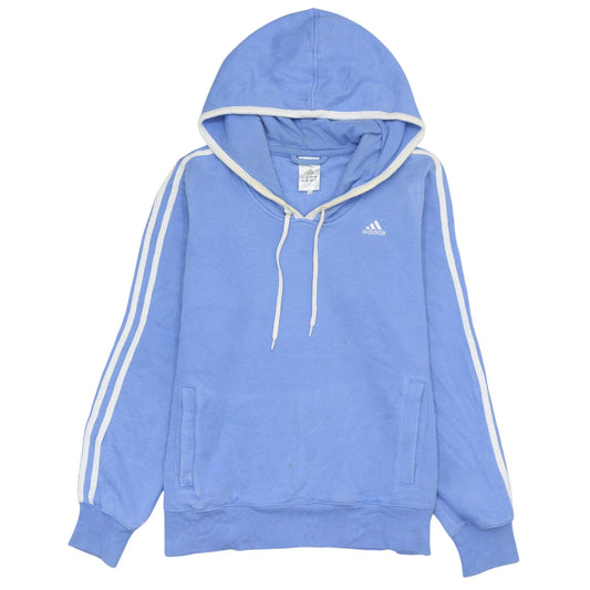 Adidas Women Blue Pullover Hoodie with Stripes Size 10