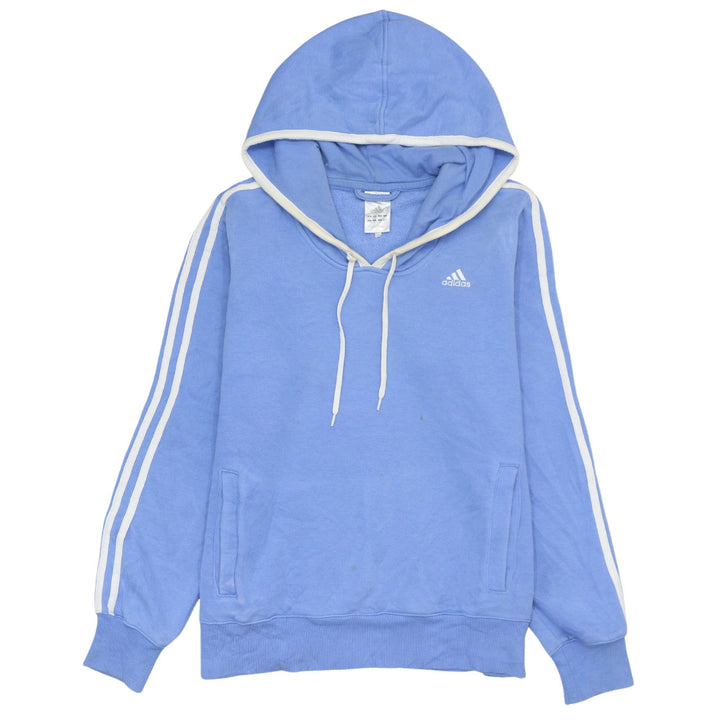 Adidas Women Blue Pullover Hoodie with Stripes Size 10