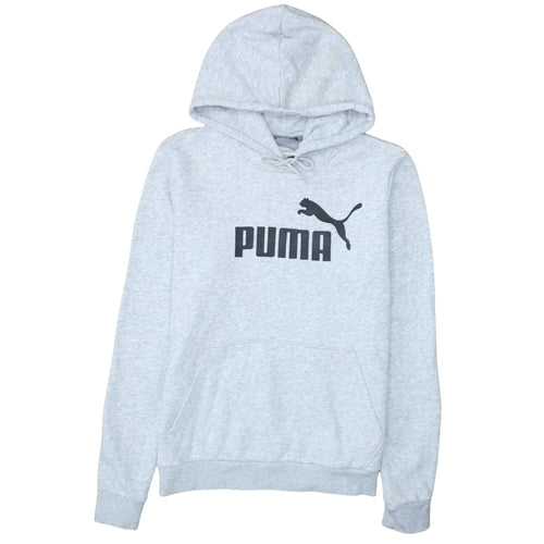 Puma Women's Grey Pullover Hoodie Size 14 Logo Print Casual Sweatshirt