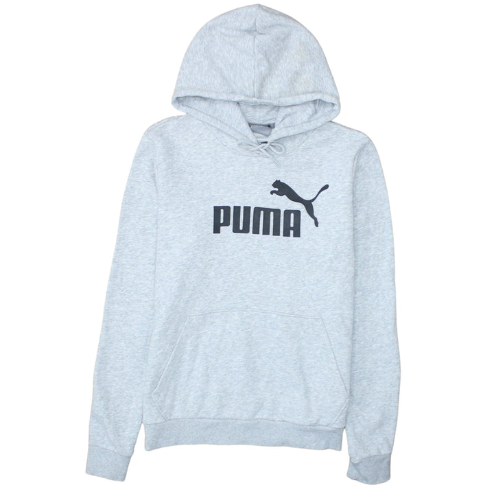 Puma Women's Grey Pullover Hoodie Size 14 Logo Print Casual Sweatshirt