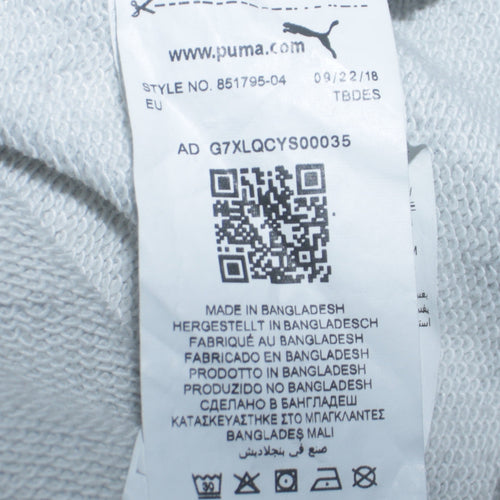 Puma Women's Grey Pullover Hoodie Size 14 Logo Print Casual Sweatshirt