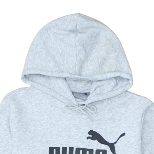 Puma Women's Grey Pullover Hoodie Size 14 Logo Print Casual Sweatshirt