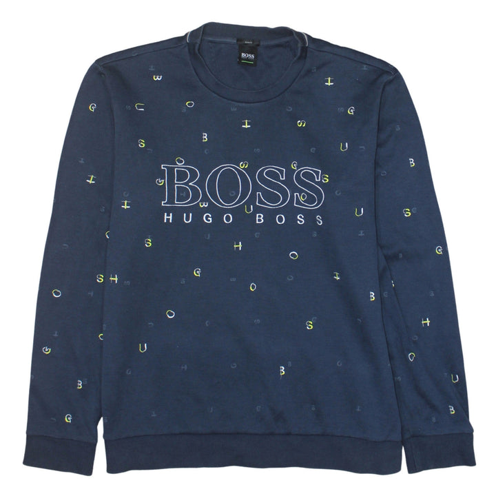 Hugo Boss Men's Blue Slim Fit Logo Crew Neck Sweatshirt XL