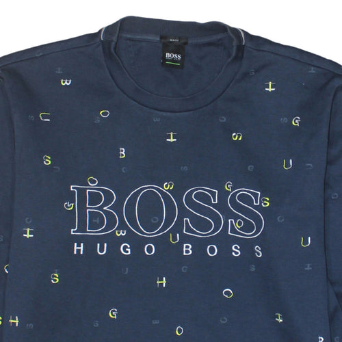 Hugo Boss Men's Blue Slim Fit Logo Crew Neck Sweatshirt XL