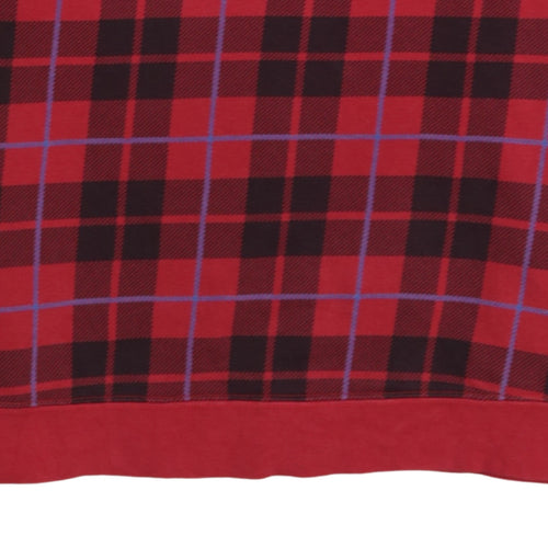 Nike Men's Red Checked Crew Neck Sweatshirt XS