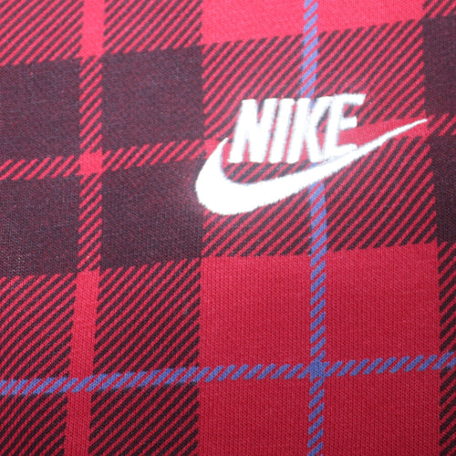 Nike Men's Red Checked Crew Neck Sweatshirt XS