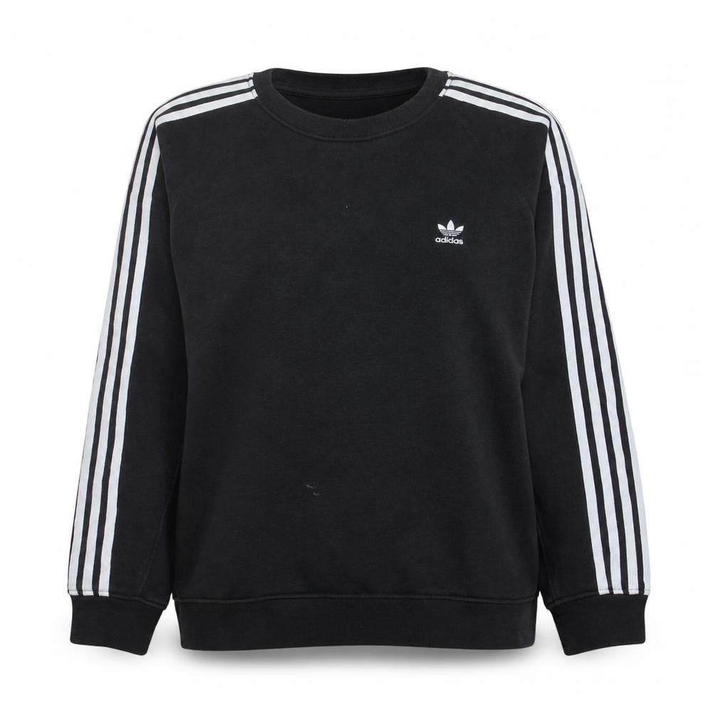 Front view of Adidas women’s black, size UK 16, crew neck pullover sweatshirt