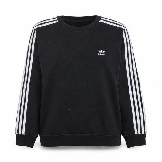 Front view of Adidas women’s black, size UK 16, crew neck pullover sweatshirt