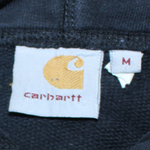 Carhartt Mens Black Pullover Hoodie M Logo Fleece Sweatshirt