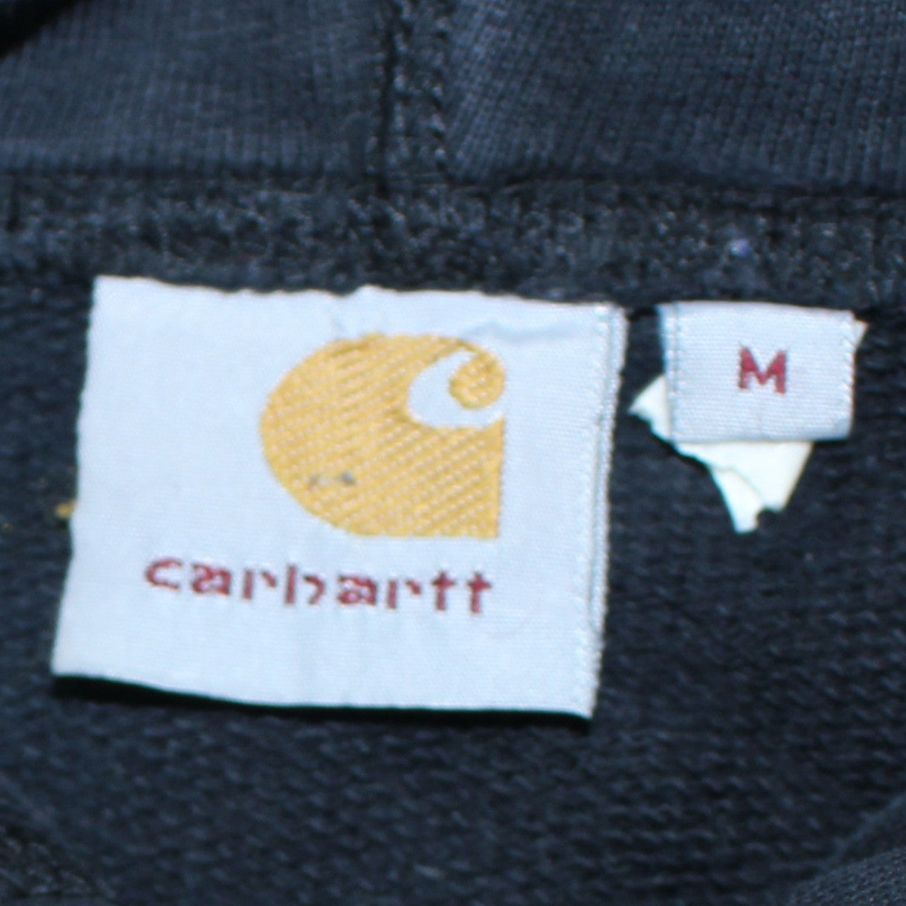 Carhartt Mens Black Pullover Hoodie M Logo Fleece Sweatshirt