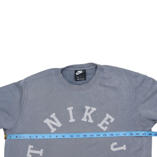 Nike Men's Grey Logo Crew Neck Pullover Sweatshirt Size L