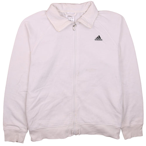Adidas Womens White Full Zip Sweatshirt Size 18 Lined Hoodie