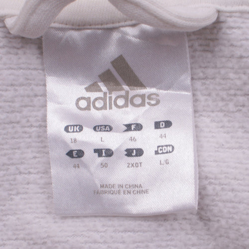 Adidas Womens White Full Zip Sweatshirt Size 18 Lined Hoodie