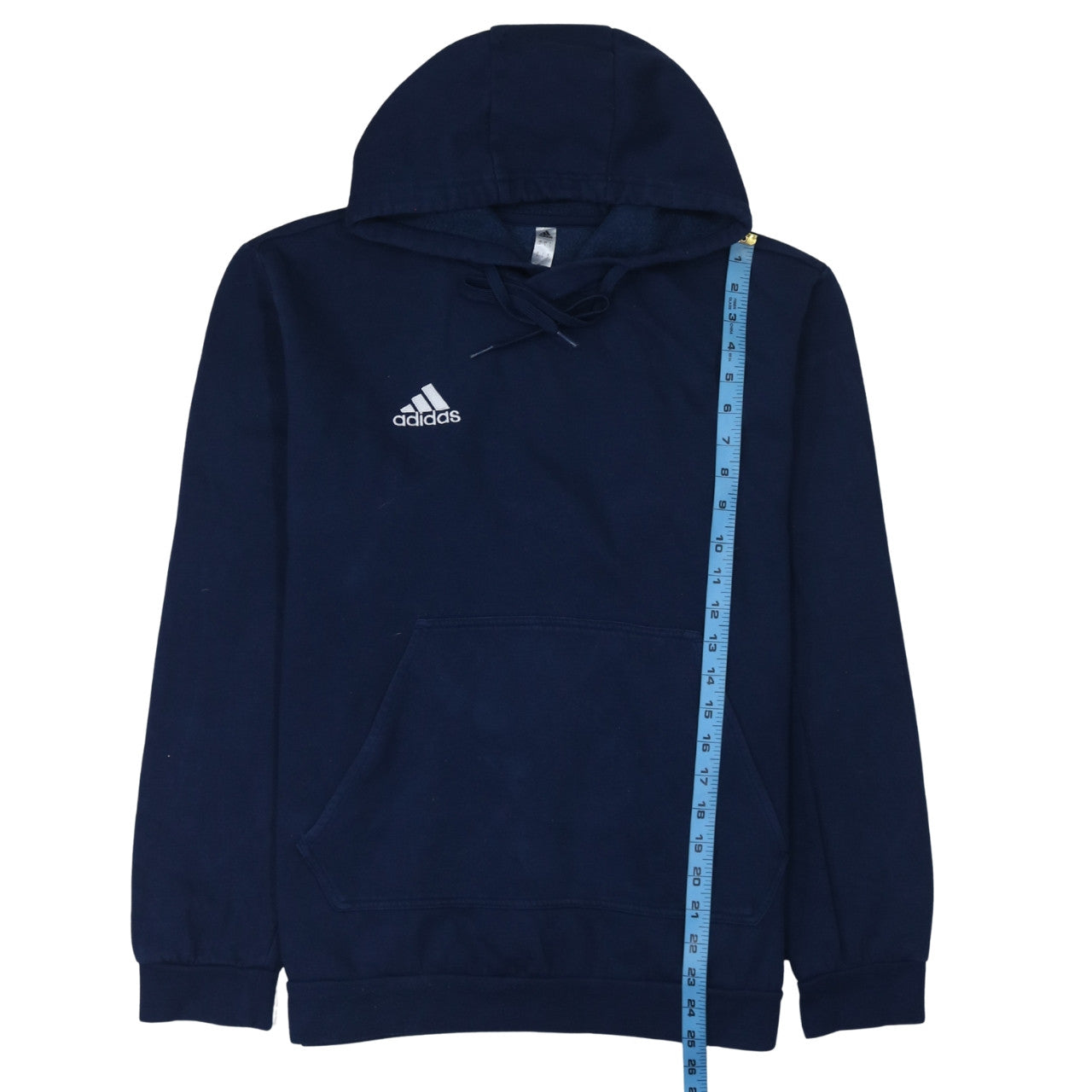 Adidas Men's Blue Pullover Hoodie L Logo Fleece Sweatshirt