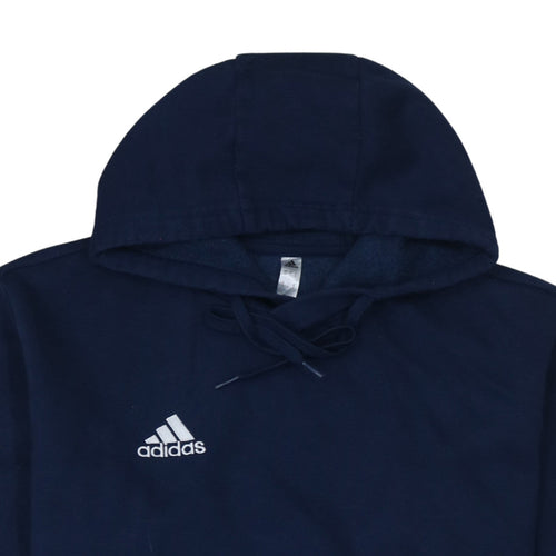 Adidas Men's Blue Pullover Hoodie L Logo Fleece Sweatshirt