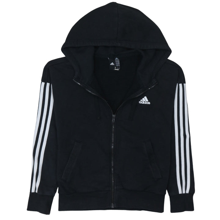 Adidas Women Black Full Zip Hoodie S Hooded Sweatshirt Casual Wear