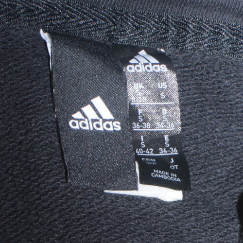 Adidas Women Black Full Zip Hoodie S Hooded Sweatshirt Casual Wear