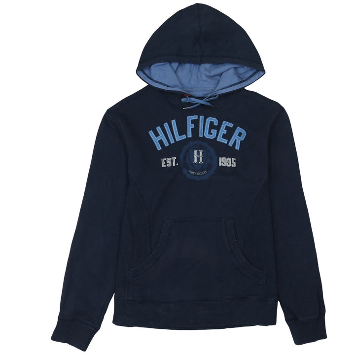 Tommy Hilfiger Men Blue Pullover Hoodie M Embroidered Logo Sports Style
