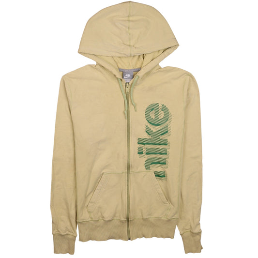 Nike Women Beige Full Zip Hoodie L 12-14 Sportswear Logo