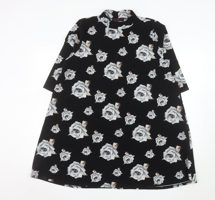 So Fabulous Women’s Black Floral High Neck A-Line Dress Size 22
