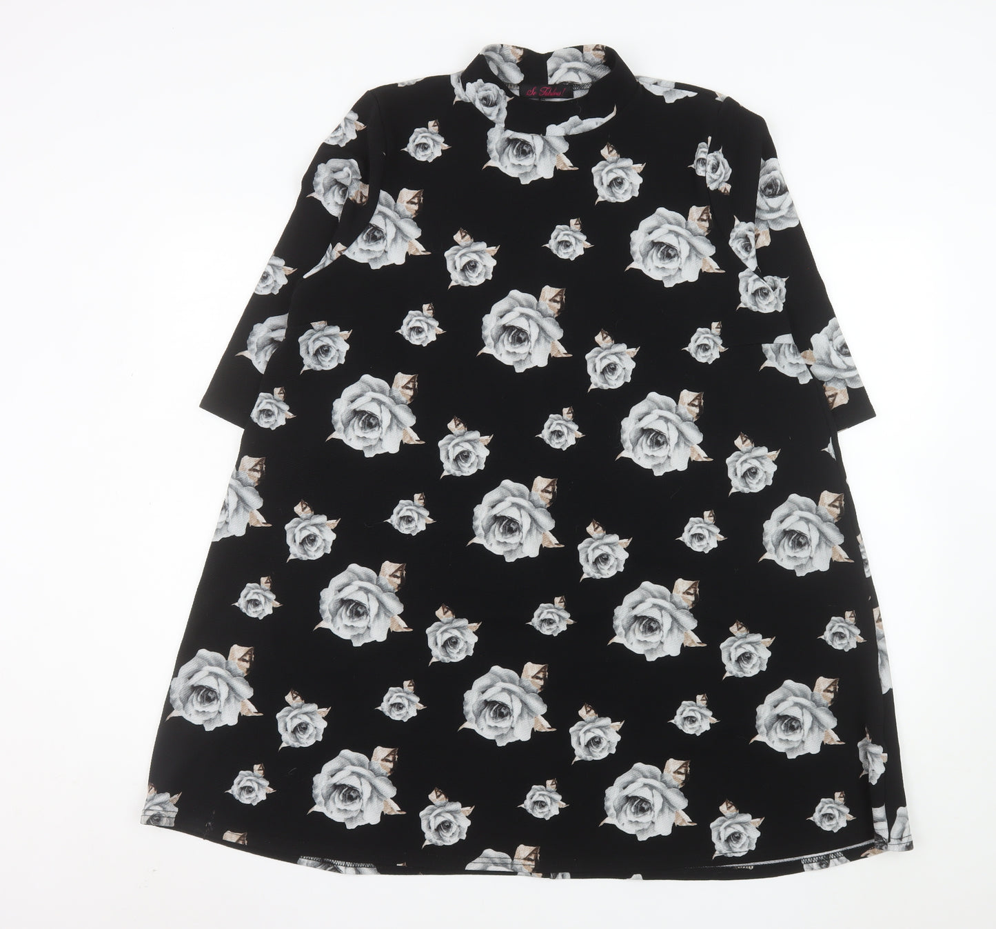 So Fabulous Women’s Black Floral High Neck A-Line Dress Size 22