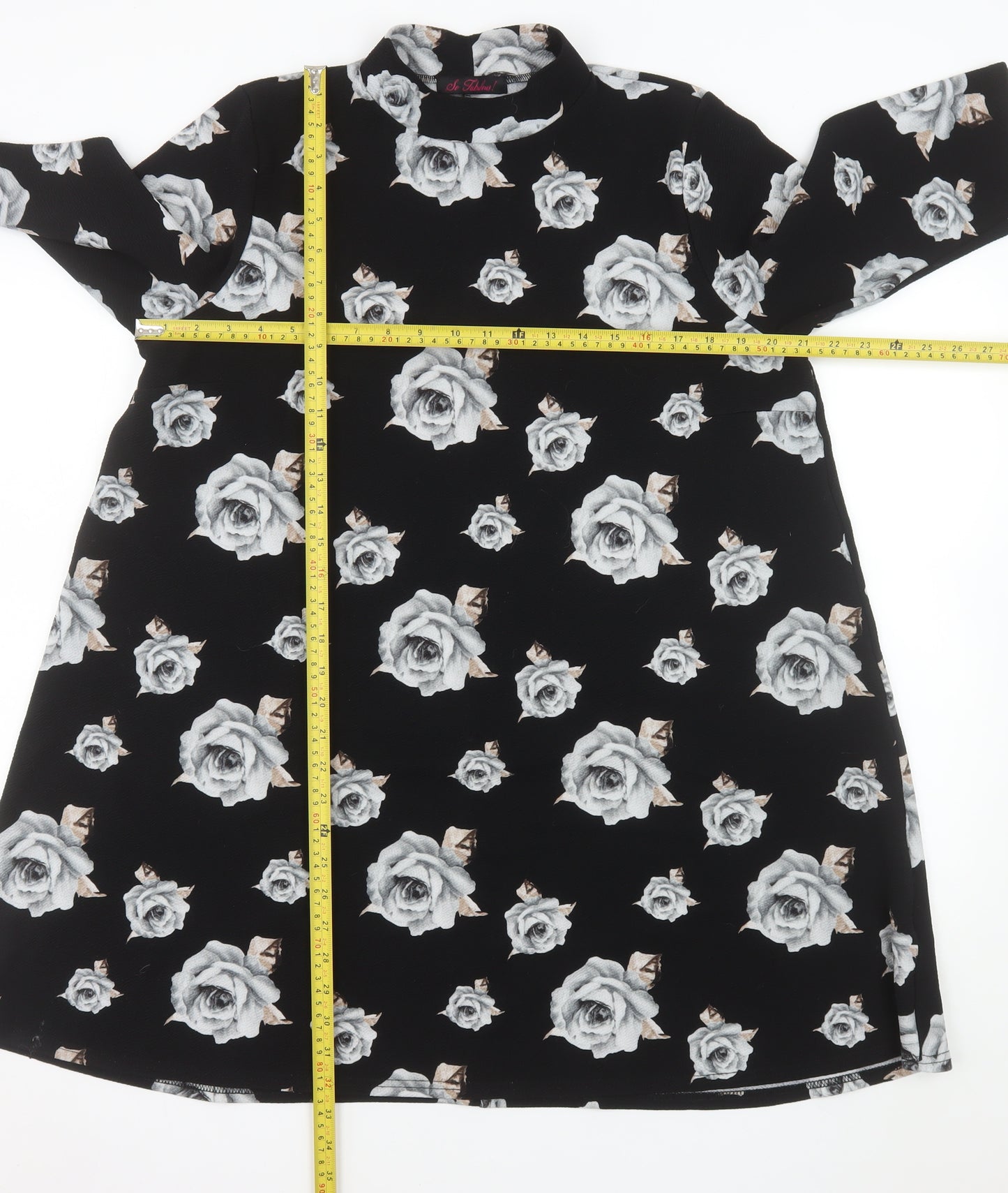 So Fabulous Women’s Black Floral High Neck A-Line Dress Size 22