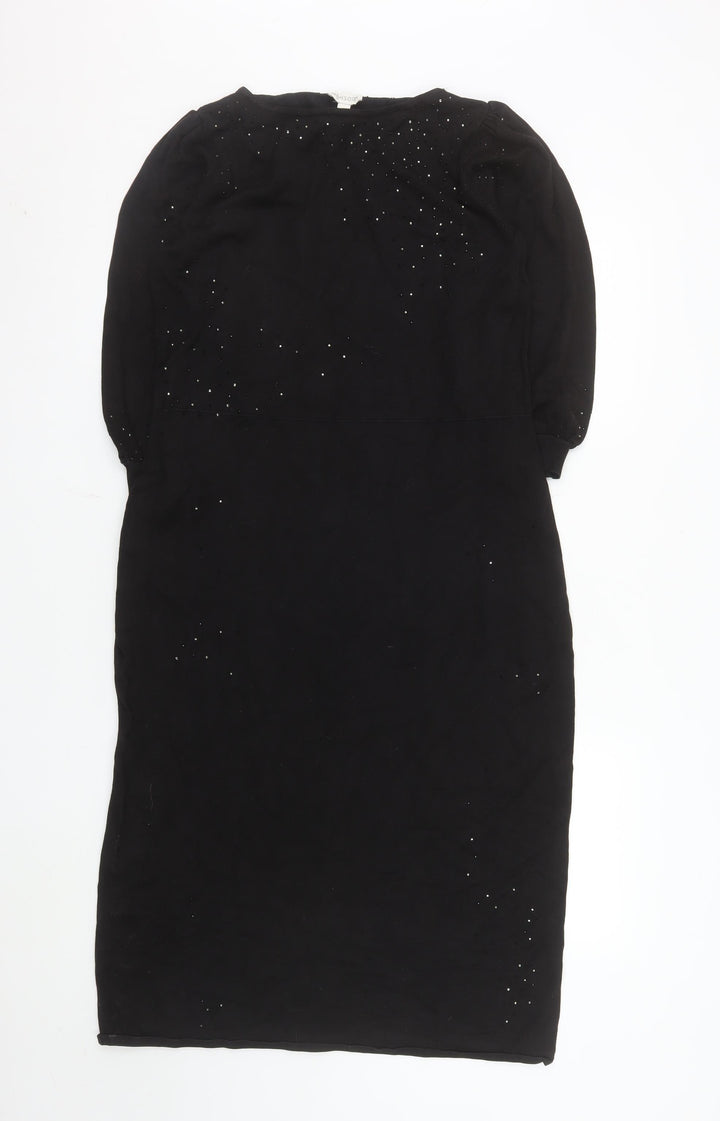 Monsoon Women's Black Sequin Bodycon Knee Length Dress M