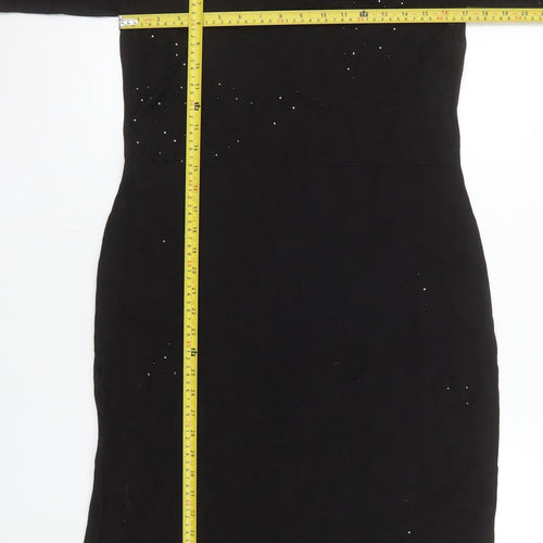 Monsoon Women's Black Sequin Bodycon Knee Length Dress M