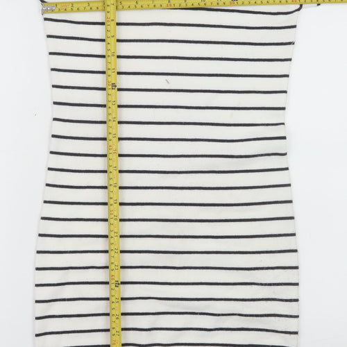French Connection Women White Striped Roll Neck Jumper Dress M