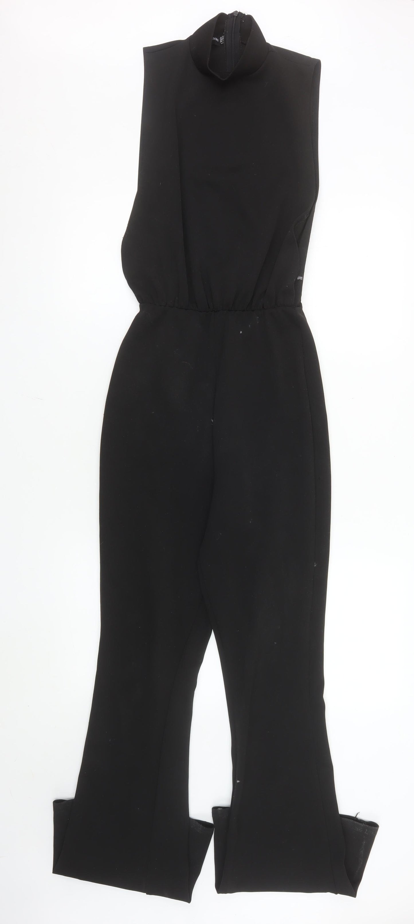 PrettyLittleThing Women Black Sleeveless High Neck Jumpsuit UK 8 Polyester Blend