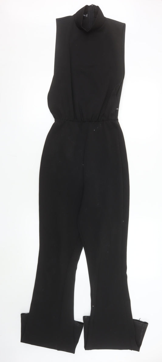 PrettyLittleThing Women Black Sleeveless High Neck Jumpsuit UK 8 Polyester Blend