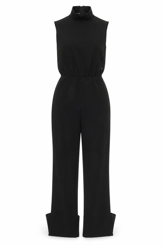 PrettyLittleThing Women Black Sleeveless High Neck Jumpsuit UK 8 Polyester Blend