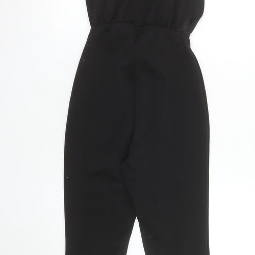 PrettyLittleThing Women Black Sleeveless High Neck Jumpsuit UK 8 Polyester Blend