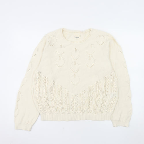 Indi & Cold Women's Ivory Organic Cotton Open-Knit Jumper M