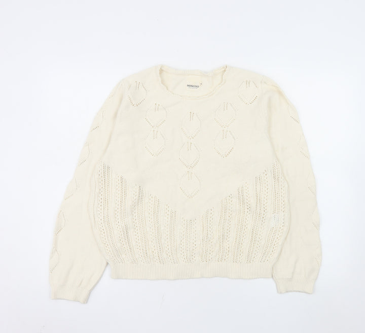 Indi & Cold Women's Ivory Organic Cotton Open-Knit Jumper M