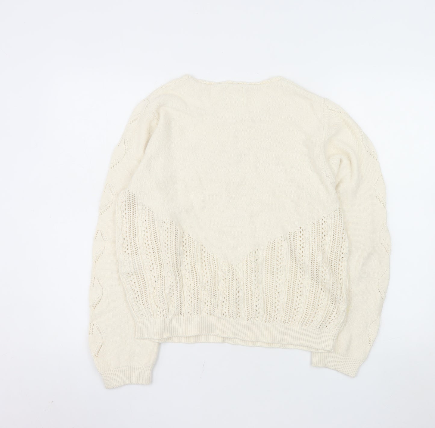 Indi & Cold Women's Ivory Organic Cotton Open-Knit Jumper M