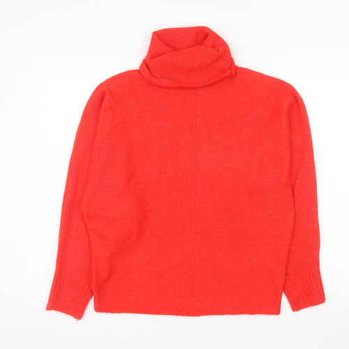 F&F Women's Red Roll Neck Long Sleeve Knit Jumper XS