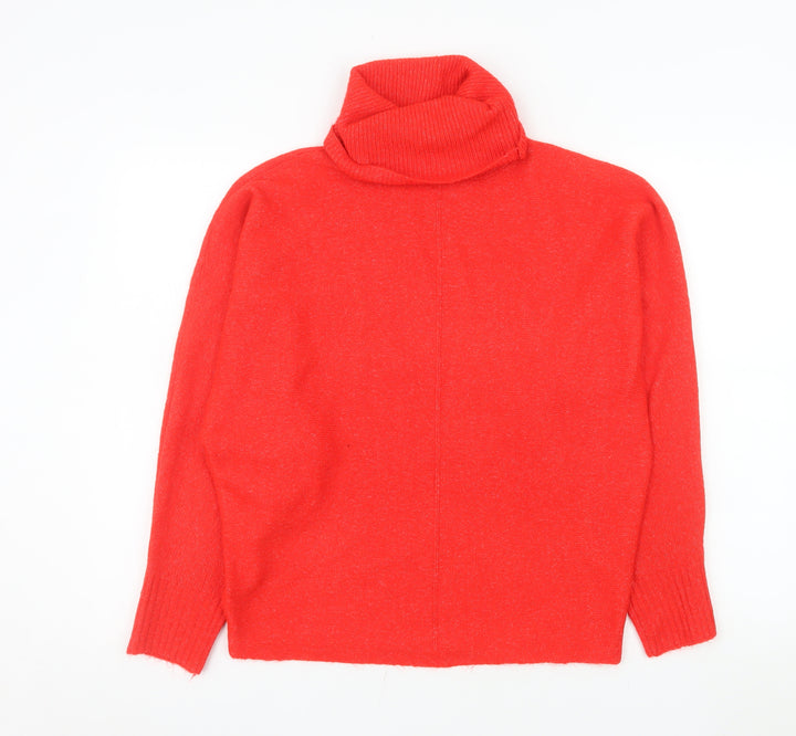 F&F Women's Red Roll Neck Long Sleeve Knit Jumper XS