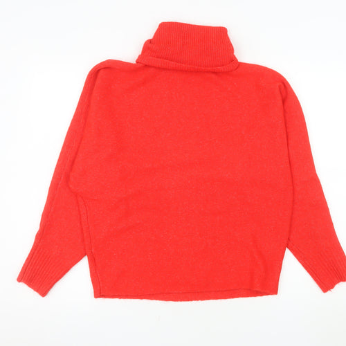 F&F Women's Red Roll Neck Long Sleeve Knit Jumper XS