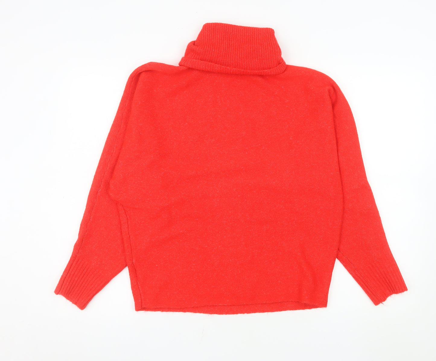 F&F Women's Red Roll Neck Long Sleeve Knit Jumper XS