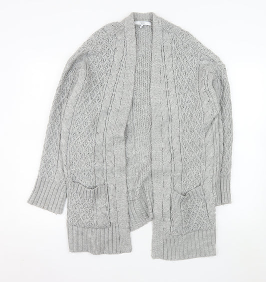 Next Women’s Grey Cable Knit Open Cardigan Medium Wool Blend