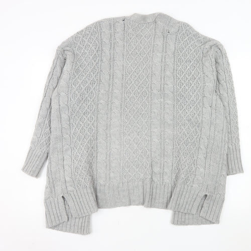 Next Women’s Grey Cable Knit Open Cardigan Medium Wool Blend