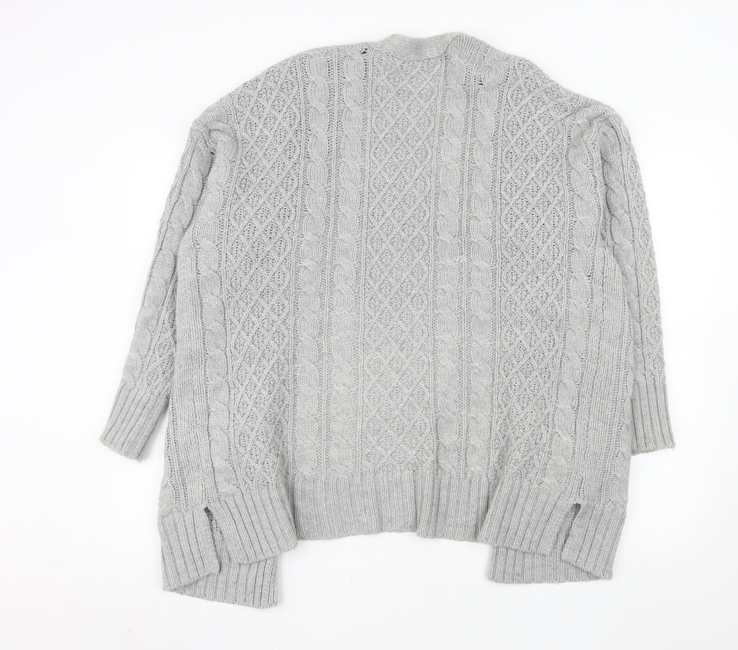 Next Women’s Grey Cable Knit Open Cardigan Medium Wool Blend